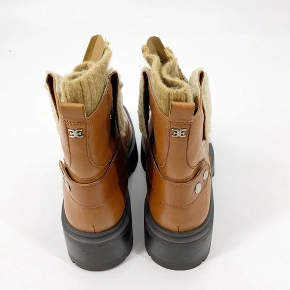 Sam Edelman Women's Linds Lug Boots S8 Brown Shearling - Picture 8 of 9